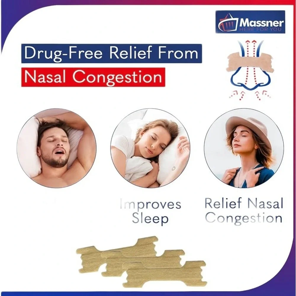 Massner Nasal Strips Large Tan 100 Count Drug-Free Snoring & Congestion Relief